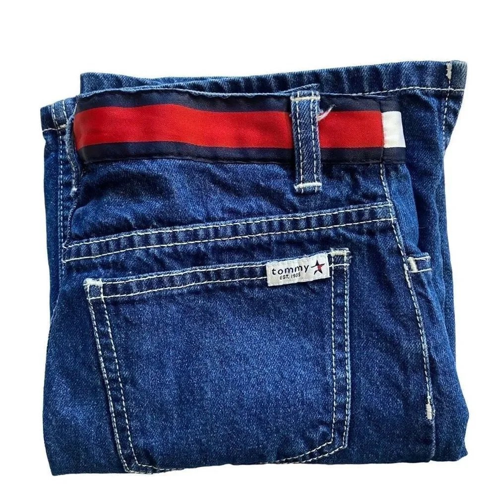 Tommy Hilfiger color block waist band denim skirt Y2K vintage